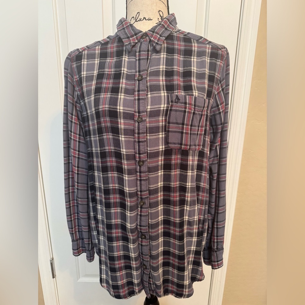 Abercrombie & Fitch Women’s Flannel Plaid Button-Up Long Sleeve Shirt Large
